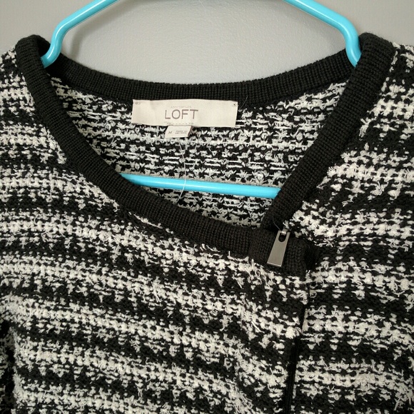 *Loft* Zipper front black and white strips sweater - Picture 3 of 3